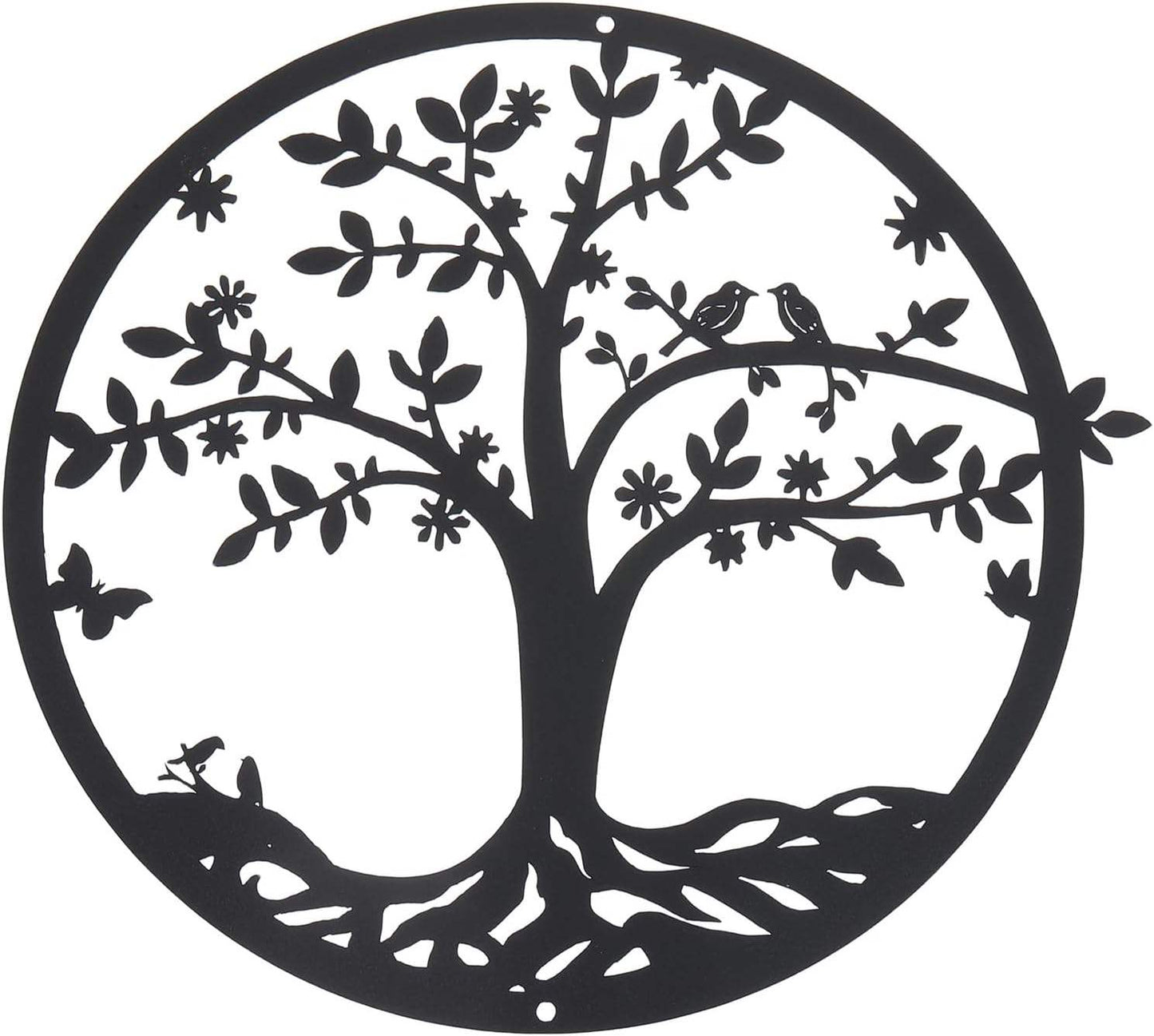 Tree of Life Metal Wall Art — Laser-Cut Black Iron Indoor Outdoor Decor