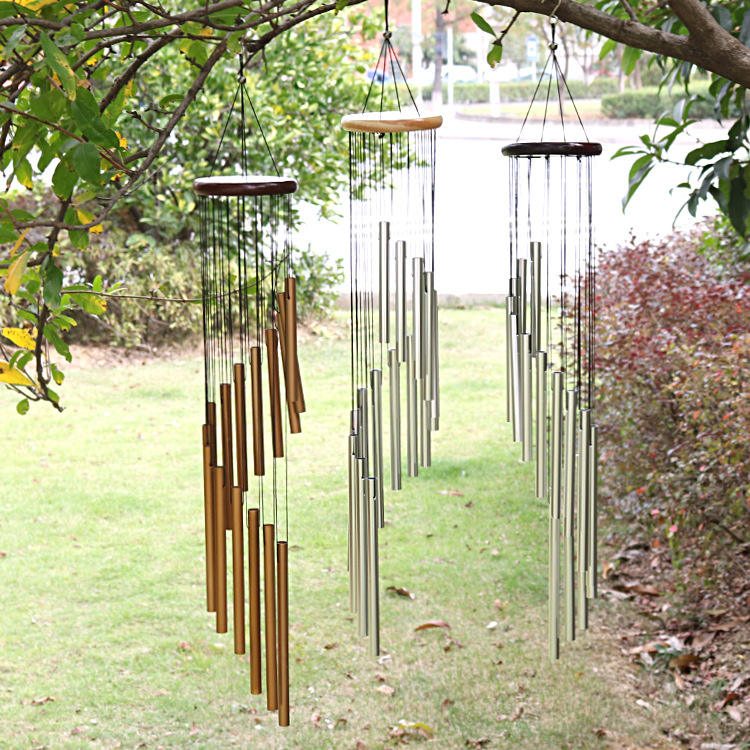 Large 27-Tube Aluminum Wind Chime — Deep Tone Outdoor Garden Decor (Gold or Silver)