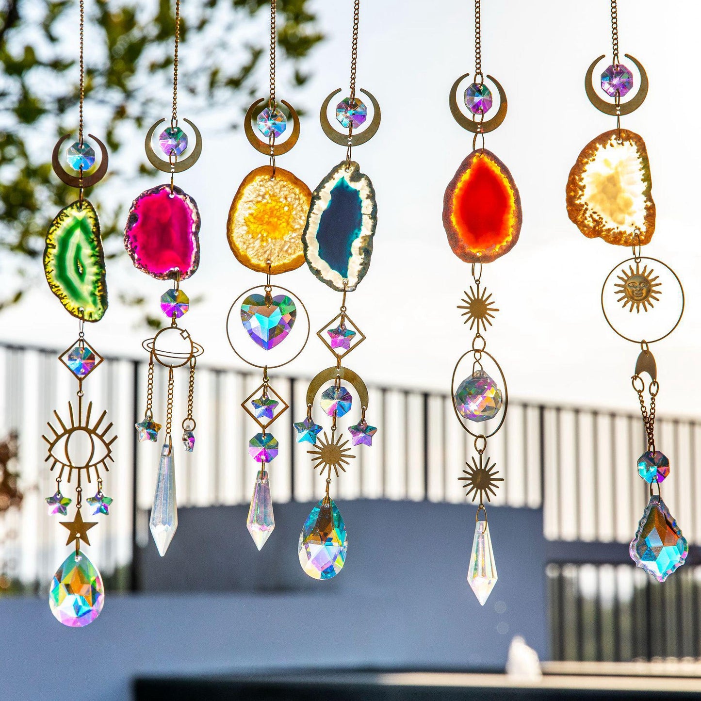 Iridescent Glass Fragment Wind Chime — Whimsical Diamond Reflection Art