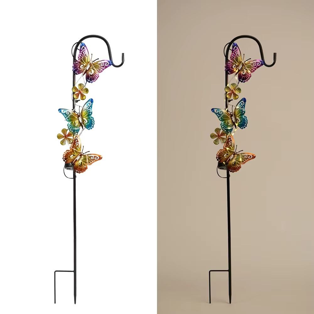 Colorful butterfly multi-stake painted iron garden yard art