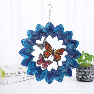 3D butterfly mandala iridescent wind spinner hanging porch garden decor