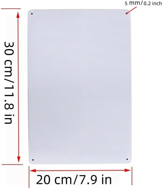 3 Pack Blank Metal Sign,with 4 pre-drilled Holes,Rust Free Galvanized Tinplate,for Heat Transfer Press UV,Waterproof, Weather Resistant, Durable Ink(7.8 * 11.8 in,White)