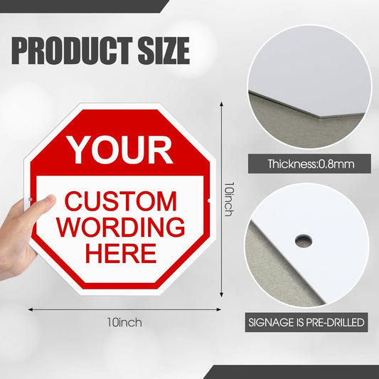 8 Pcs Sublimation Metal Sign Blanks 10 x 10 Inch 0. 8 mm White Blank Aluminum Metal Octagon Stop Signs for Parking Garden Business Advertising Yard Decor