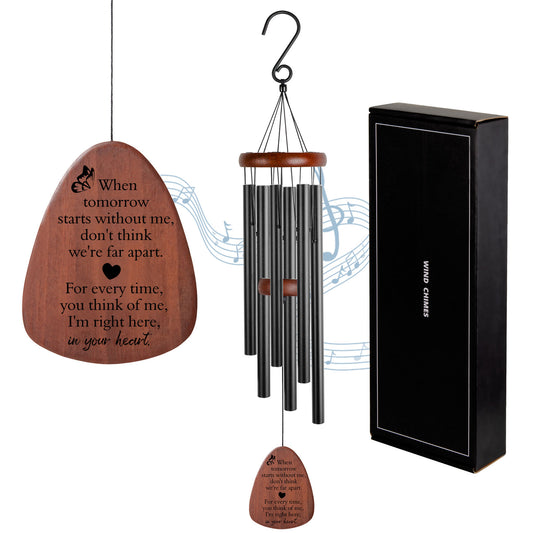 Memorial Wind Chime with Sympathy Engraved Plaque — Gift Box Set