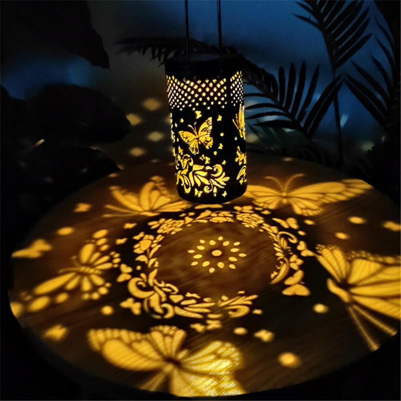 Solar butterfly projection lantern garden stake
