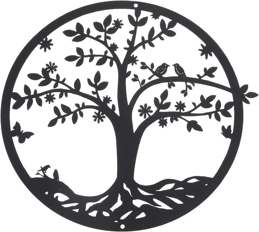 Tree of Life Metal Wall Art — Laser-Cut Black Iron Indoor Outdoor Decor