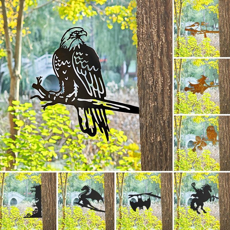 Laser cut eagle iron tree hanger outdoor metal wall art