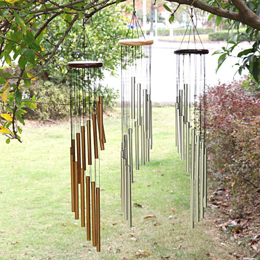 Large 27-Tube Aluminum Wind Chime — Deep Tone Outdoor Garden Decor (Gold or Silver)