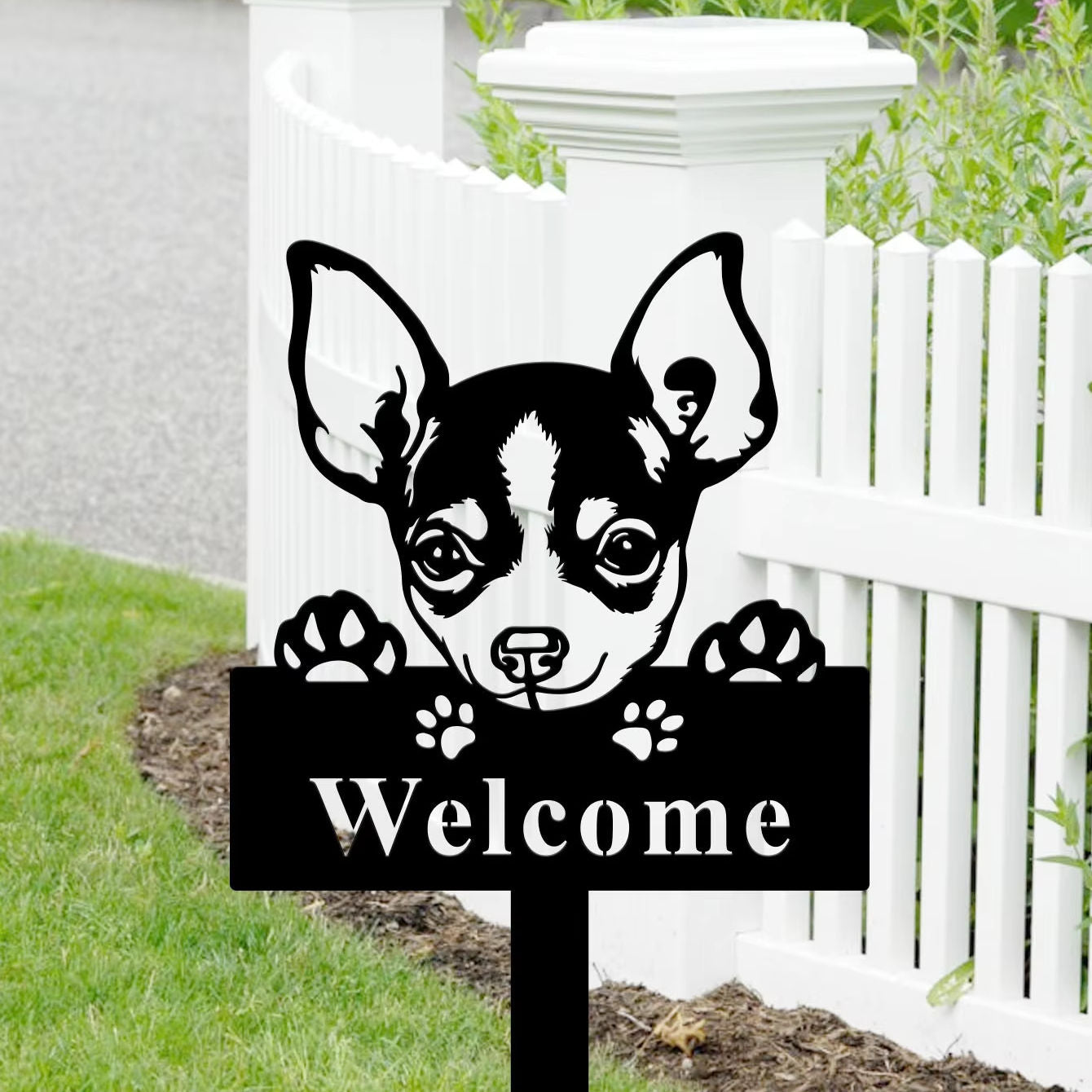 Personalized dog welcome iron garden stake custom pet name