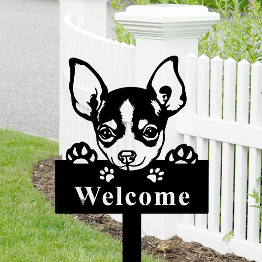 Personalized dog welcome iron garden stake custom pet name
