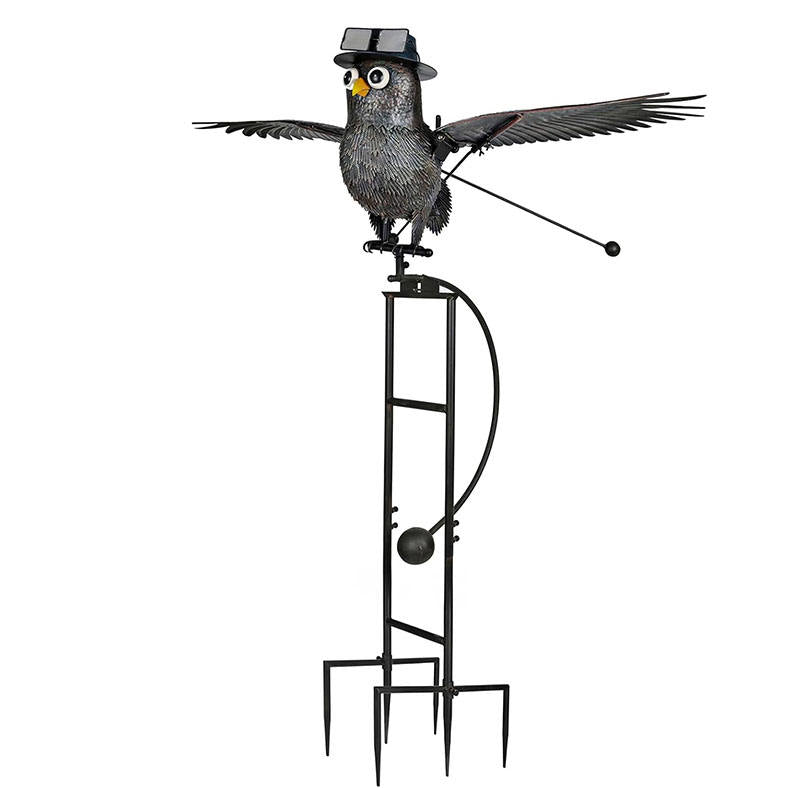Large hummingbird circle wind spinner iron garden ornament