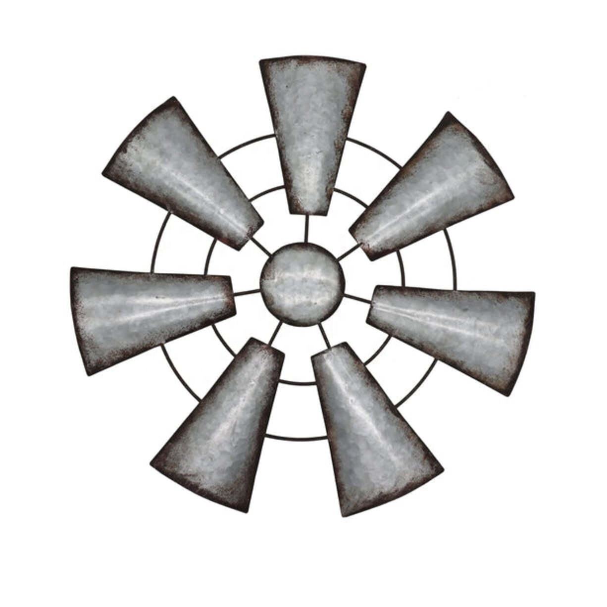 Galvanized metal windmill wall art 18 inch rustic farmhouse decor