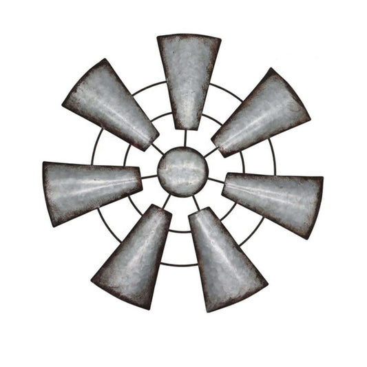 Galvanized metal windmill wall art 18 inch rustic farmhouse decor